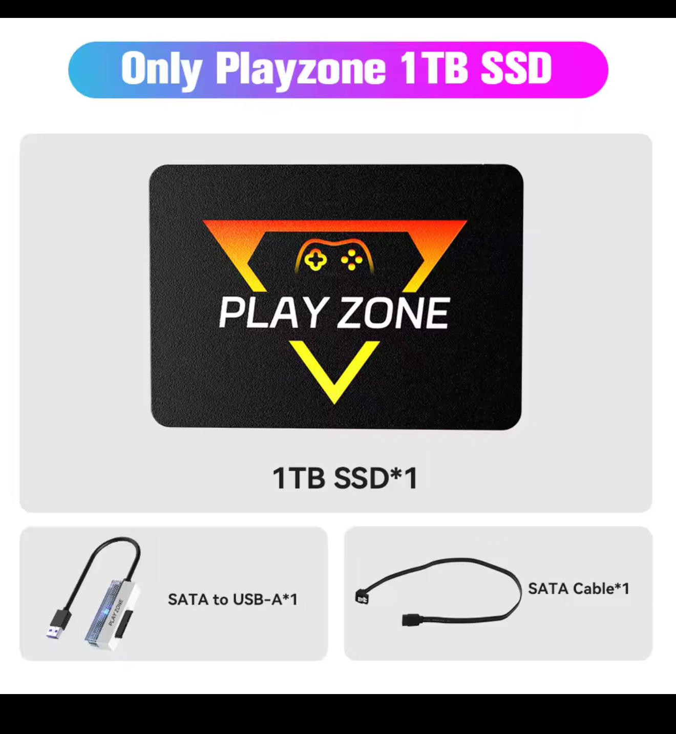 Playzone 1TB SSD Plug&Play GameDrive for WIN PC/Laptop 16,000+ Games Preloaded Game Consoles For PS5/PS4/PS3/PS2/Xbox/Xbox one/Switch/Saturn Built-in 16000+ Games