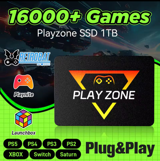 Playzone 1TB SSD Plug&Play GameDrive for WIN PC/Laptop 16,000+ Games Preloaded Game Consoles For PS5/PS4/PS3/PS2/Xbox/Xbox one/Switch/Saturn Built-in 16000+ Games